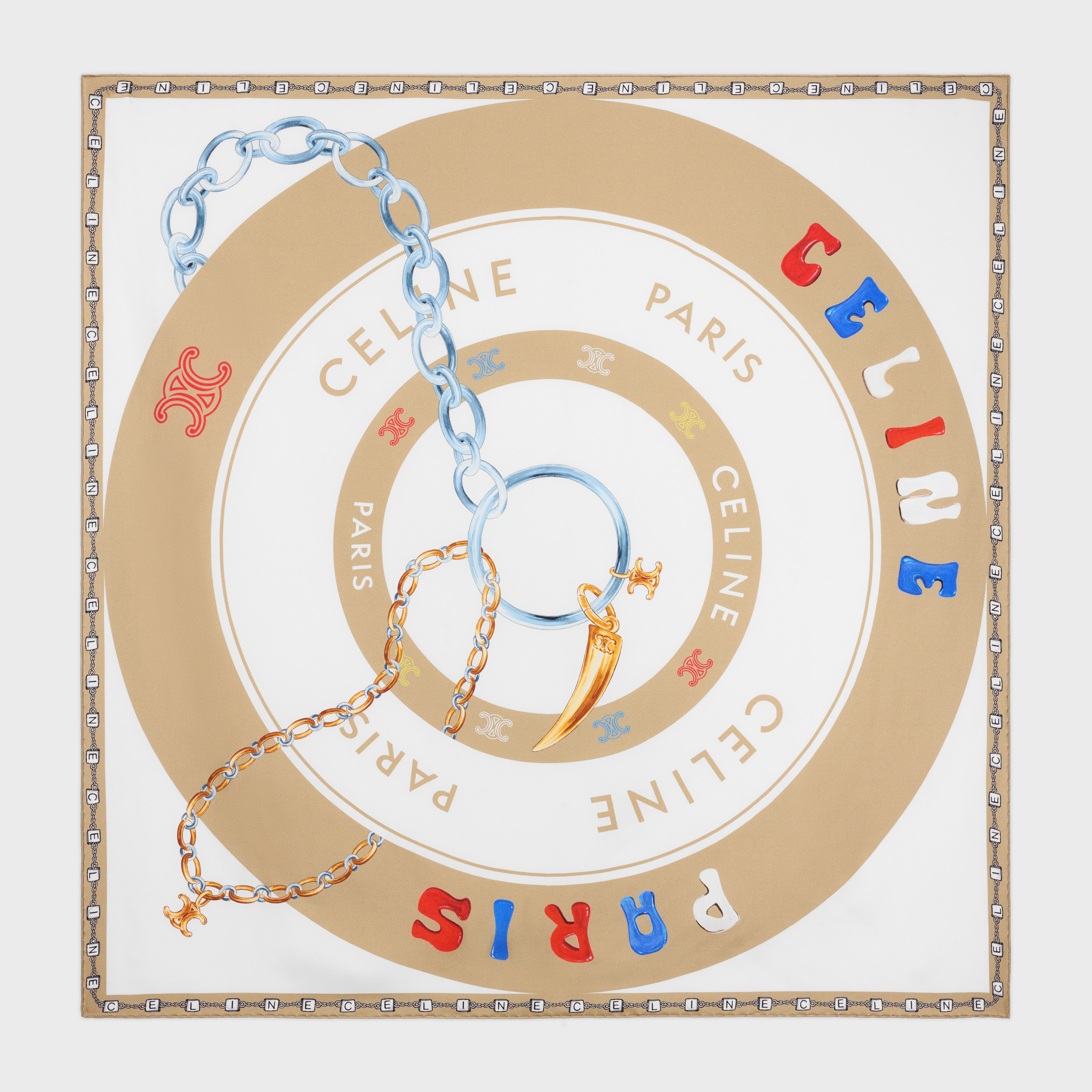 BULLSEYE FOULARD, 90 - VANILLA/BRITISH BEIGE | CELINE